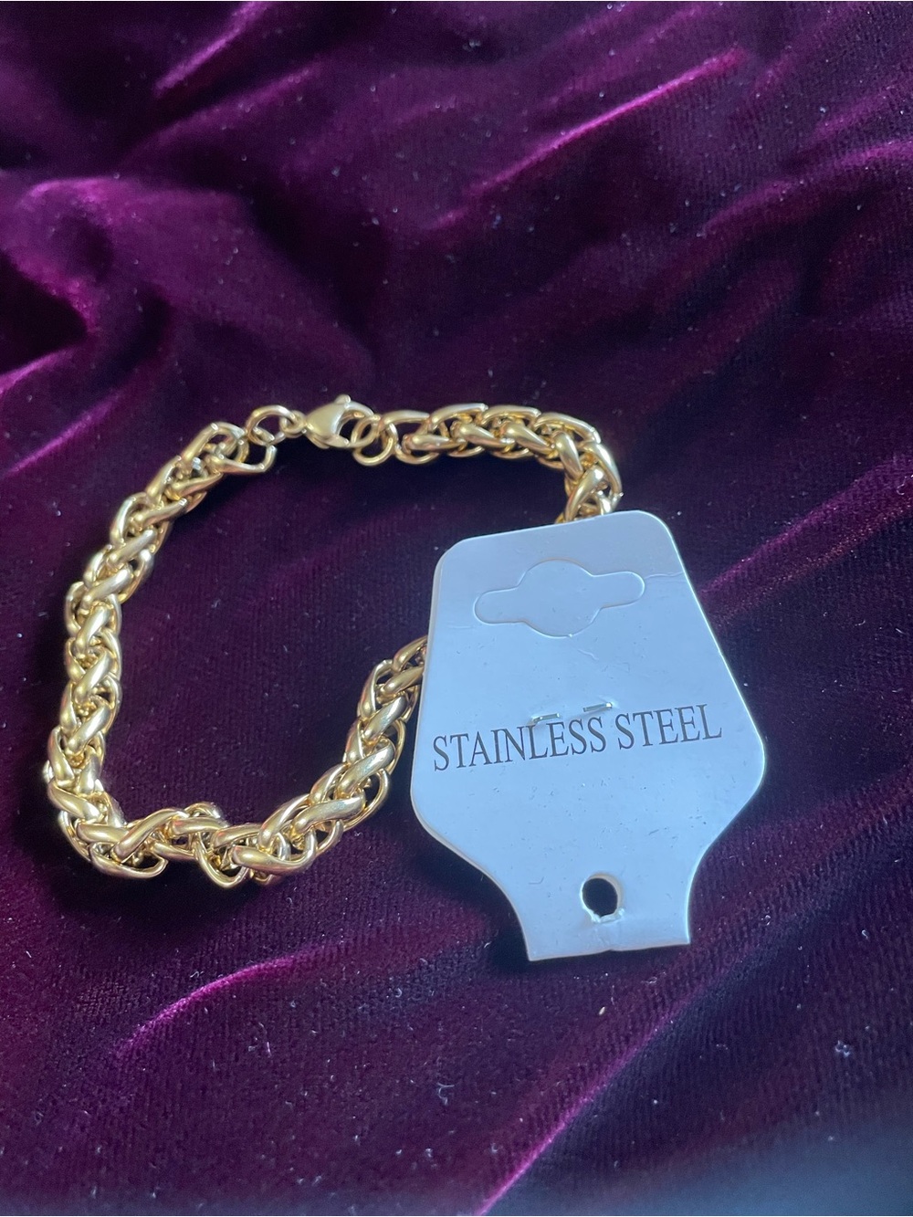 Gold-Tone Stainless Steel Rope Chain Bracelet - Women Accessories
